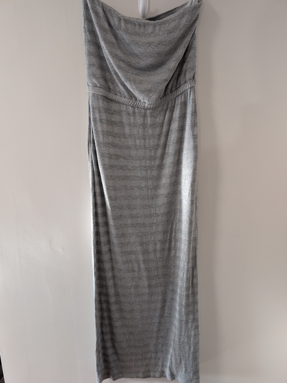 Shimmery Silver Maxi Strapless Dress W/ Pockets From White House Black Market XS